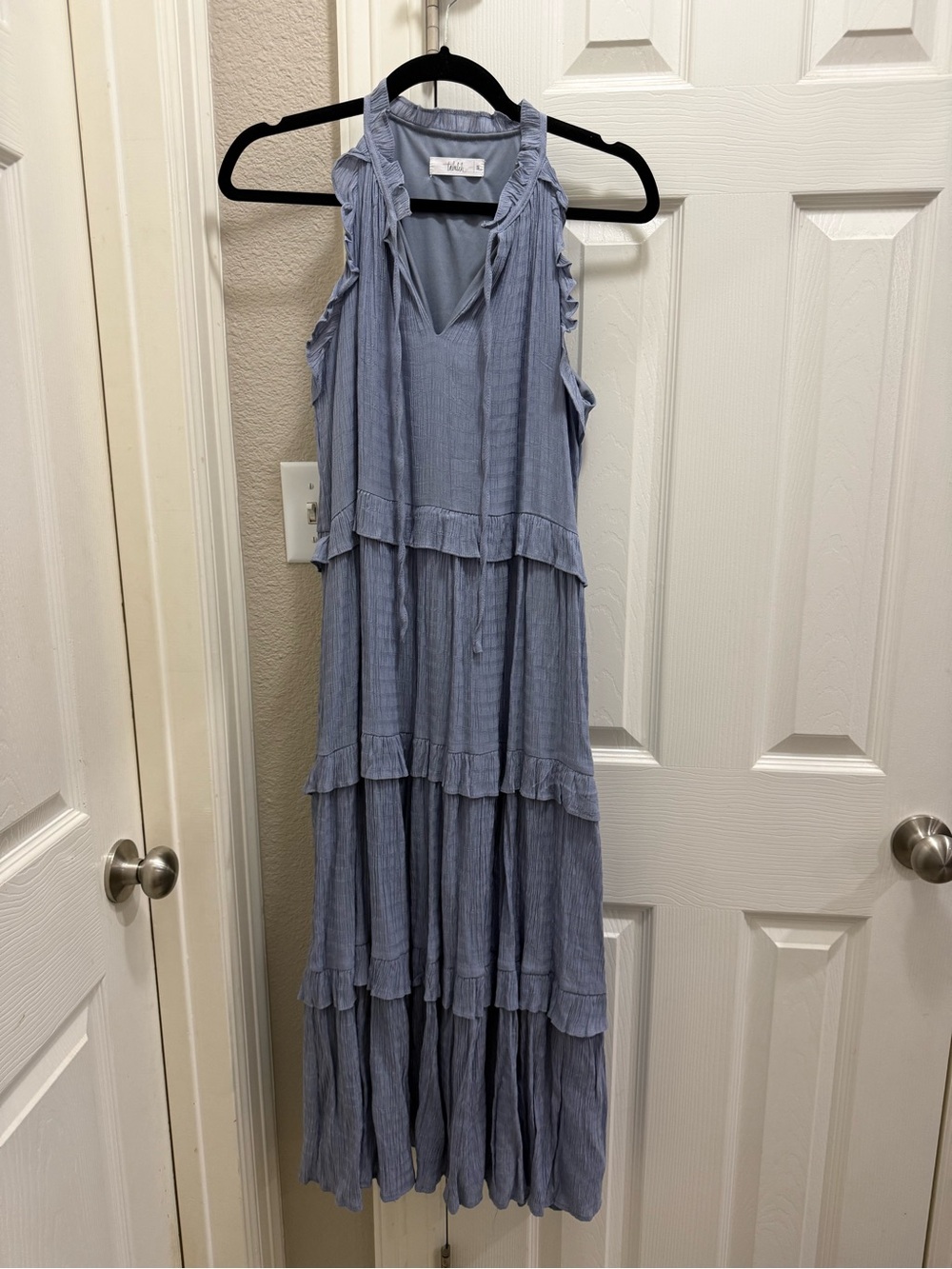 Sleeveless Light Blue Tiered Maxi Dress by Tula